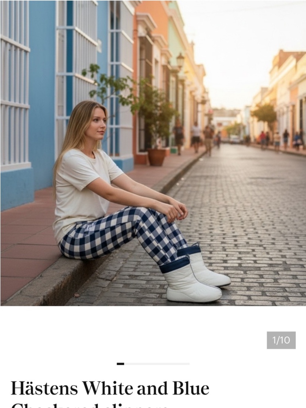 White and Blue Women's Slippers